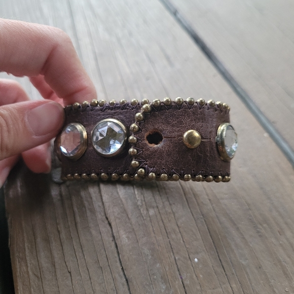 Betsy Johnson Jeweled Leather Cuff - Picture 5 of 6